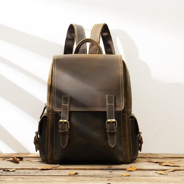 backpack genuine cowhide vintage casual handmade leather student school bag woman men crazy horse brown travel hiking backbag
backpack genuine cowhide vintage casual handmade leather student school bag woman men crazy horse brown travel hiking backbag