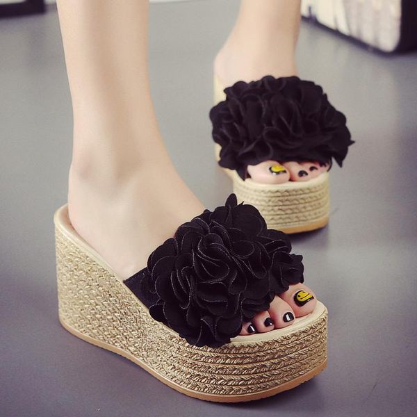 summer floral wedges shoes woman candy color flower decoration platform sandals bohemia flip flops beach, Black
summer floral wedges shoes woman candy color flower decoration platform sandals bohemia flip flops beach, Black