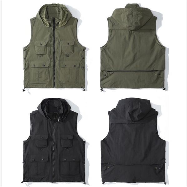 cargo hooded vest jackets casual utility multi pockets tactical sleeveless coats hip hop streetwear waistcoat, Black;brown
cargo hooded vest jackets casual utility multi pockets tactical sleeveless coats hip hop streetwear waistcoat, Black;brown