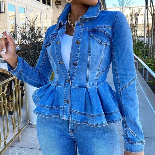 women's jackets 2021 denim jacket ruffle hem slim fit short jean coat women vintage turn down collar outerwear female casual, Black;brown
women's jackets 2021 denim jacket ruffle hem slim fit short jean coat women vintage turn down collar outerwear female casual, Black;brown