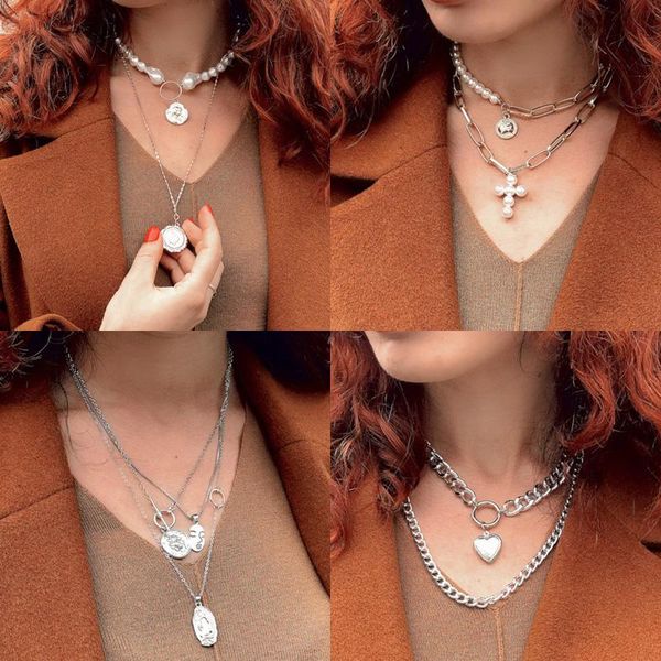 pendant necklaces umka fashion design imitation pearls choker necklace female cross for women 2021 trendy gold coin jewelry, Silver 
pendant necklaces umka fashion design imitation pearls choker necklace female cross for women 2021 trendy gold coin jewelry, Silver
