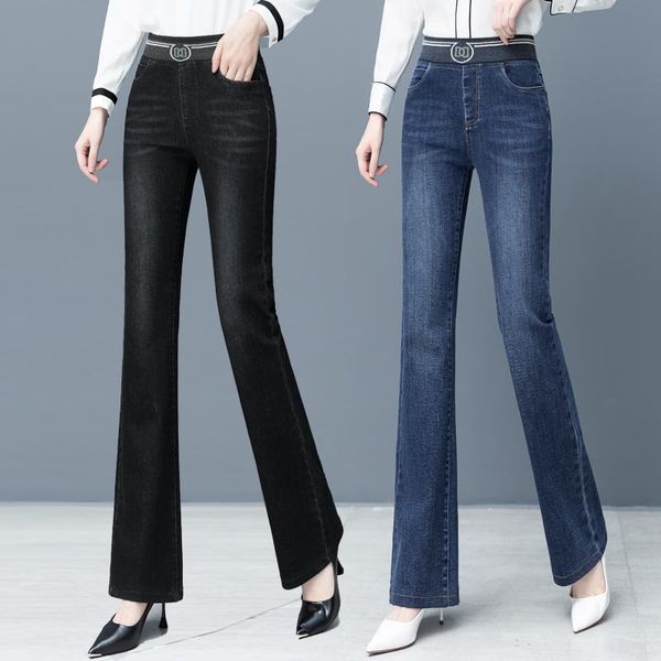 style woman autumn winter fshion long jean bell-bottoms pants plus size high waist elastic belt elegant slim lady women's & capris, Black;white
style woman autumn winter fshion long jean bell-bottoms pants plus size high waist elastic belt elegant slim lady women's & capris, Black;white