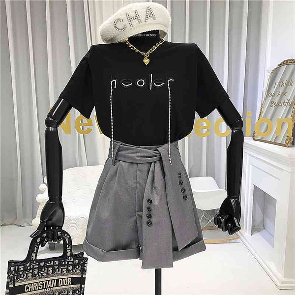 two piece dress fashion sets high street tassel embroidery t-shirt with short sleeve+ appliques shorts designer women clothing eh1b, White 
two piece dress fashion sets high street tassel embroidery t-shirt with short sleeve+ appliques shorts designer women clothing eh1b, White