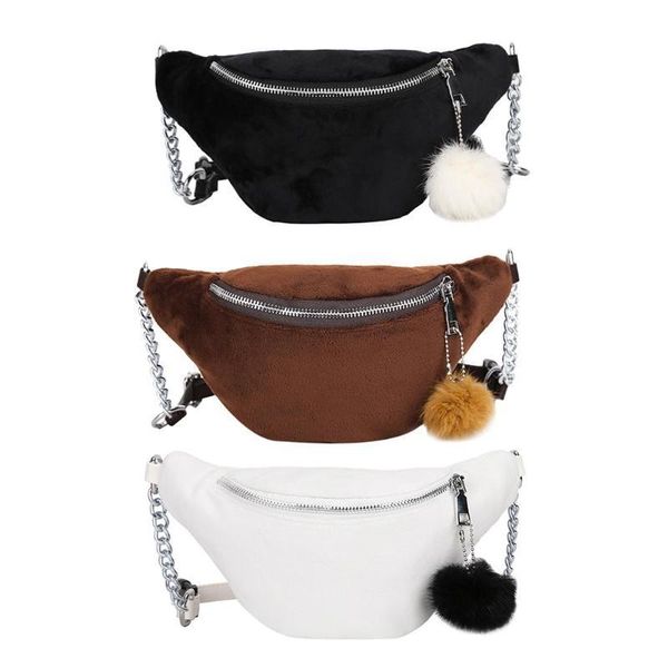 waist bags winter travel fleece fanny packs women casual chain chest belt