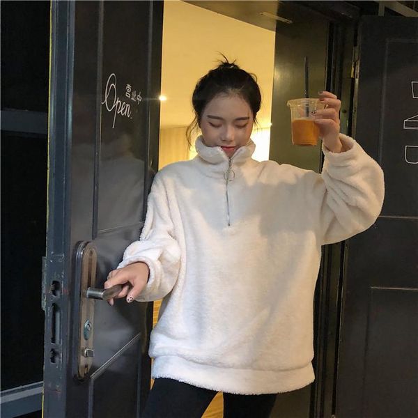 women's hoodies & sweatshirts autumn winter clothing lamb wool solid zipper pullover sweatshirt women 2021 harajuku loose korean plus v, Black
women's hoodies & sweatshirts autumn winter clothing lamb wool solid zipper pullover sweatshirt women 2021 harajuku loose korean plus v, Black