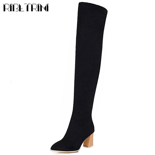 boots girl solid brand fashion over the shoes pointed toe flock heels knee high women autumn boots, Black
boots girl solid brand fashion over the shoes pointed toe flock heels knee high women autumn boots, Black
