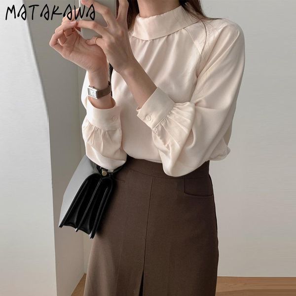 women's blouses & shirts matakawa woman shirt korean autumn french stand neck all-match long sleeve solid casual fashion pullover blusa, White
women's blouses & shirts matakawa woman shirt korean autumn french stand neck all-match long sleeve solid casual fashion pullover blusa, White