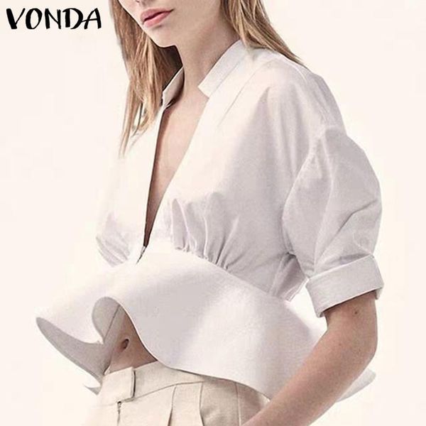 women blouses deep v neck half sleeve fashion ruffled blouse casual bohemian blusas femininas plus size shirts women's &, White
women blouses deep v neck half sleeve fashion ruffled blouse casual bohemian blusas femininas plus size shirts women's &, White