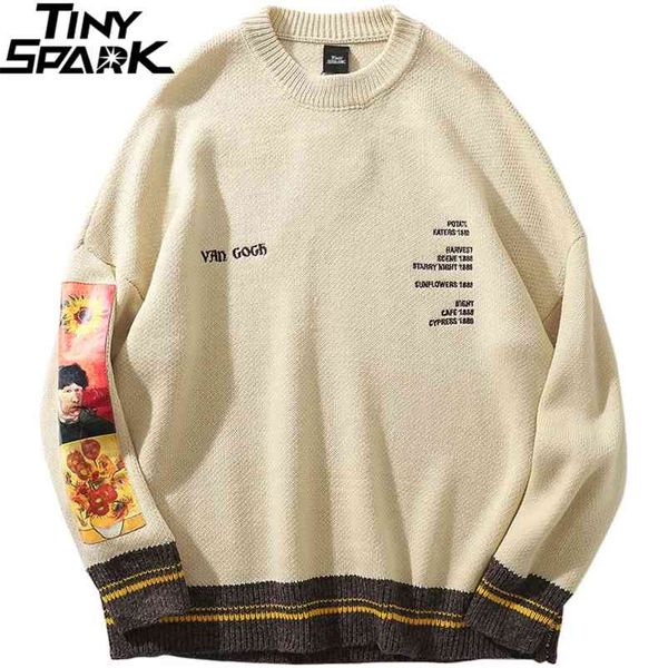 men hip hop sweater pullover streetwear van gogh painting embroidery knitted sweater retro vintage autumn sweaters cotton 210813, White;black
men hip hop sweater pullover streetwear van gogh painting embroidery knitted sweater retro vintage autumn sweaters cotton 210813, White;black