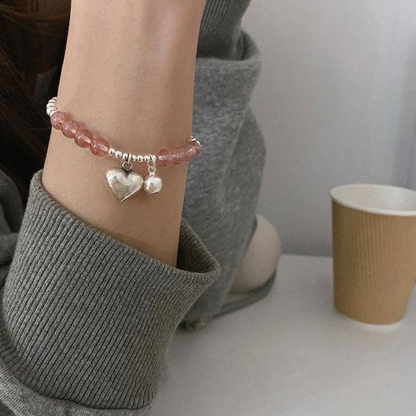link, chain fmily minimalist 925 sterling silver round bead love strawberry crystal bracelet fashion sweet jewelry gift for girlfriend, Black
link, chain fmily minimalist 925 sterling silver round bead love strawberry crystal bracelet fashion sweet jewelry gift for girlfriend, Black