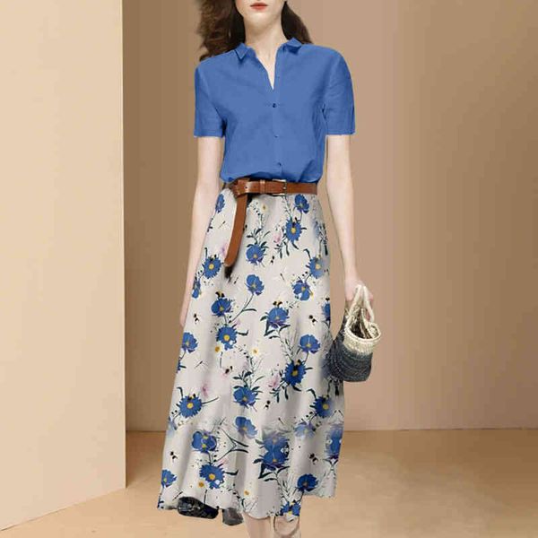 two piece dress llzacoosh fashion suit single breasted solid short sleeve summer women v neck shirt + a line print skirt set with x9vi, White
two piece dress llzacoosh fashion suit single breasted solid short sleeve summer women v neck shirt + a line print skirt set with x9vi, White