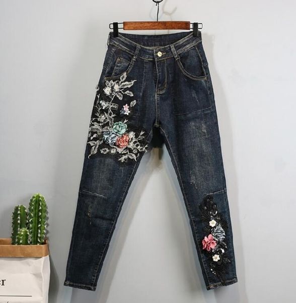 women's jeans 2021 fall winter womens vintage embroidery lace flower beading sequins denim pants female slim pencil jean trousers, Blue
women's jeans 2021 fall winter womens vintage embroidery lace flower beading sequins denim pants female slim pencil jean trousers, Blue
