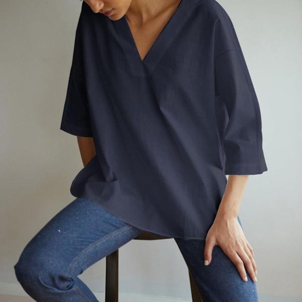 women's blouses & shirts deep v neck t-shirts solid color summer tee side split tshirt women short sleeve camisetas de mujer, White
women's blouses & shirts deep v neck t-shirts solid color summer tee side split tshirt women short sleeve camisetas de mujer, White
