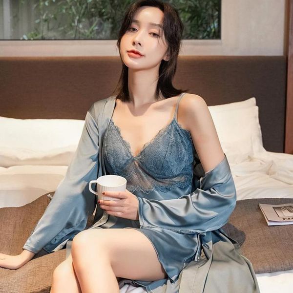 women's sleepwear lace patchwork robe set women kimono gown v-neck casual nightwear bride bridesmaid wedding loose lingerie, Black;red
women's sleepwear lace patchwork robe set women kimono gown v-neck casual nightwear bride bridesmaid wedding loose lingerie, Black;red