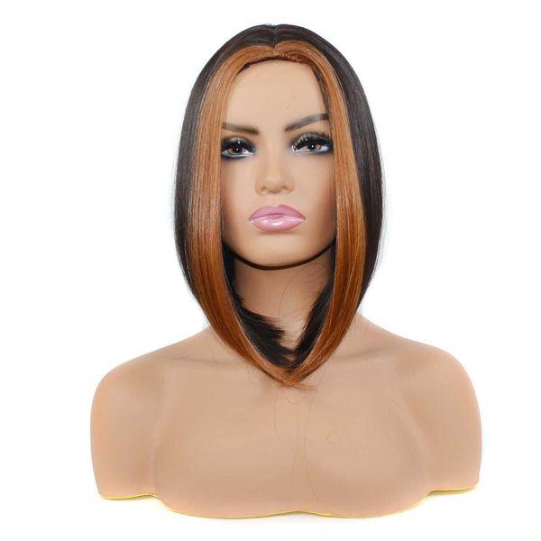 wig female bobble middle part bleaching and dyeing light brown medium long short hair headgear, Black
wig female bobble middle part bleaching and dyeing light brown medium long short hair headgear, Black
