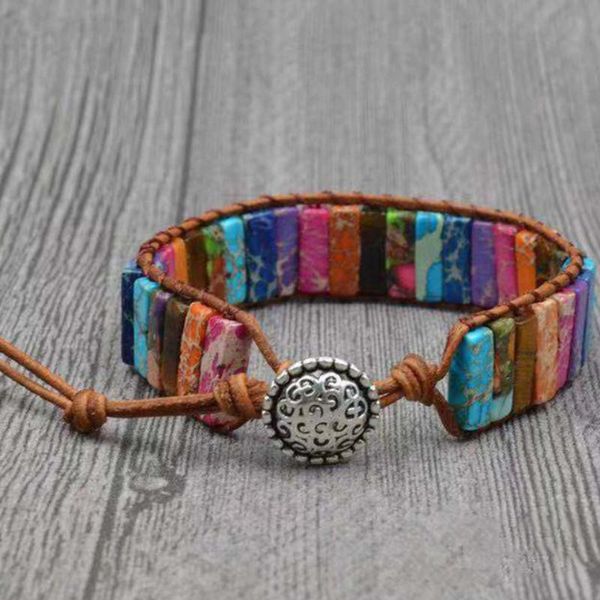 charm bracelets chakra bracelet jewelry handmade multi color natural stone tube beads leather wrap couples gifts, Golden;silver
charm bracelets chakra bracelet jewelry handmade multi color natural stone tube beads leather wrap couples gifts, Golden;silver