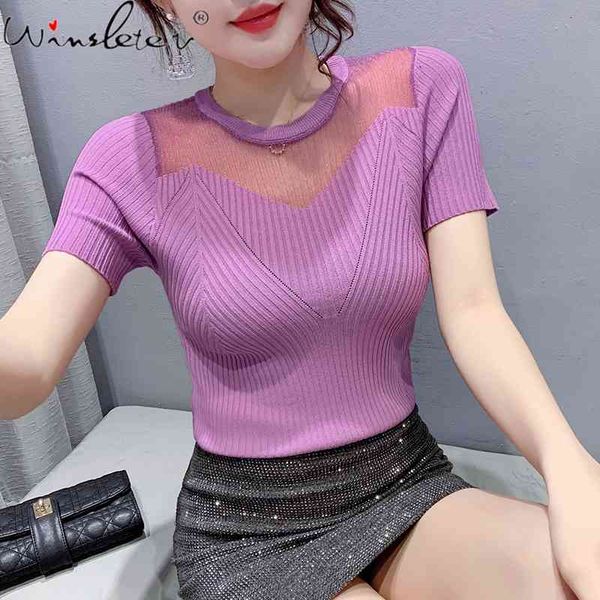 women's t-shirt summer european clothes knitted fashion patchwork transparent shiny women short sleeve tees t13121a fzux, White
women's t-shirt summer european clothes knitted fashion patchwork transparent shiny women short sleeve tees t13121a fzux, White
