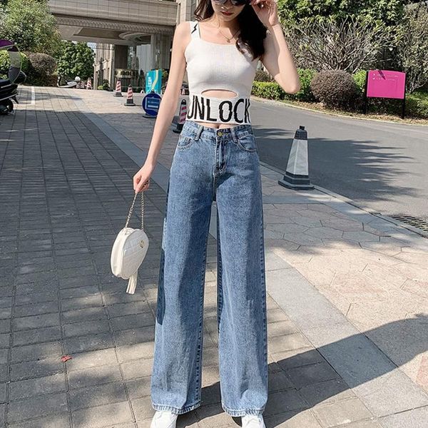 women's jeans korean pants women high waist wide leg denim trousers straight loose ladies cute streetwear, Blue
women's jeans korean pants women high waist wide leg denim trousers straight loose ladies cute streetwear, Blue