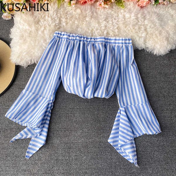 korean stripe women blouse causal off shoulder strapless irregular flare sleeve blusas shirt 6g552 210603, White
korean stripe women blouse causal off shoulder strapless irregular flare sleeve blusas shirt 6g552 210603, White