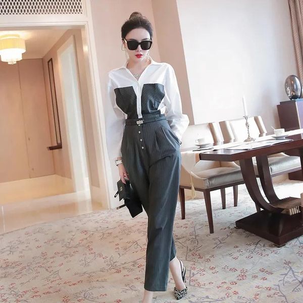 women's two piece pants spring & autumn patchwork blazer coat 2 pieces set fashion jacket outfit ladies sashes suits, White
women's two piece pants spring & autumn patchwork blazer coat 2 pieces set fashion jacket outfit ladies sashes suits, White