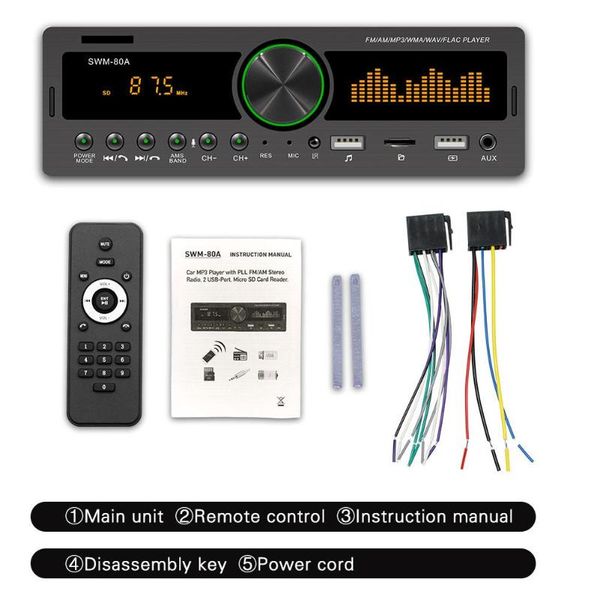 car audio swm-80a stereo receiver radio media player on-board wireless connection mp3 usb stick fm accessories
car audio swm-80a stereo receiver radio media player on-board wireless connection mp3 usb stick fm accessories