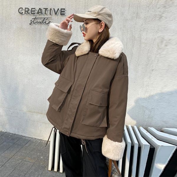 women's down & parkas 2021 short fleece turn collar parka fashion cotton liner winter jacket women casual drawstring hem coat, Black
women's down & parkas 2021 short fleece turn collar parka fashion cotton liner winter jacket women casual drawstring hem coat, Black