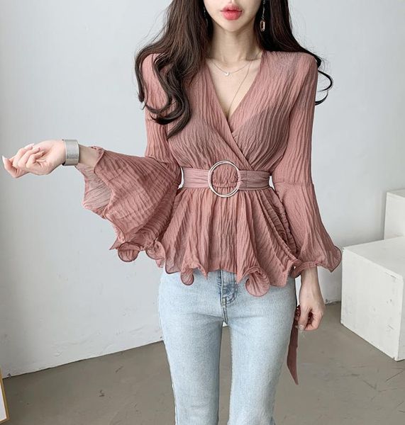 women's blouses & shirts white blouse shirt long sleeve v neck belt down official sashes ladies slim clothes ruffles party club street
women's blouses & shirts white blouse shirt long sleeve v neck belt down official sashes ladies slim clothes ruffles party club street