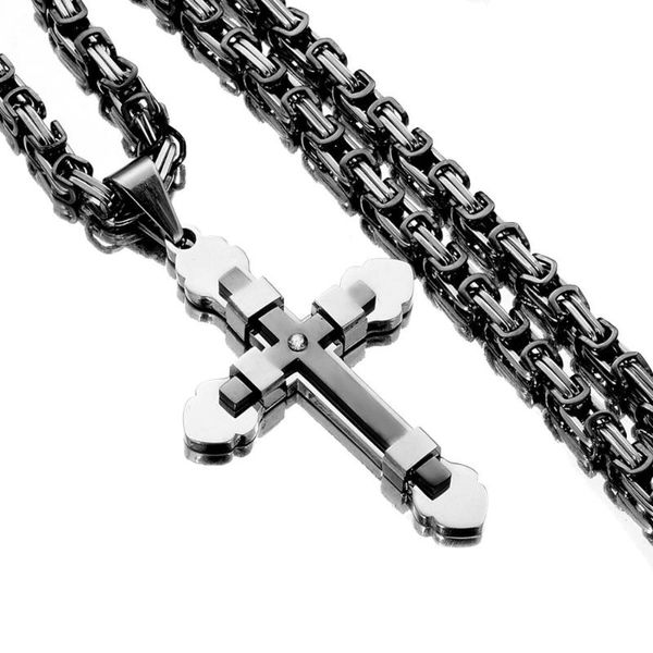 pendant necklaces style 316l stainless steel cross necklace for men with 5mm wide byzntine box chain, Silver
pendant necklaces style 316l stainless steel cross necklace for men with 5mm wide byzntine box chain, Silver