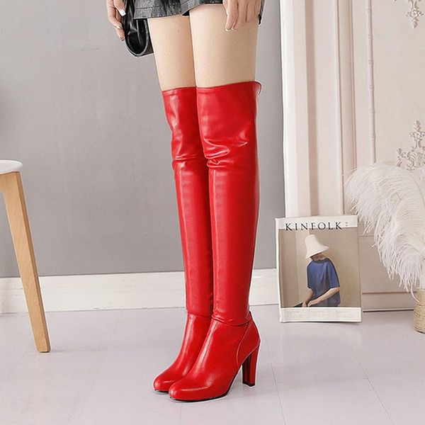 boots women over the knee faux leather round toe 9cm square root winter with zipper thigh high size 34-43, Black
boots women over the knee faux leather round toe 9cm square root winter with zipper thigh high size 34-43, Black