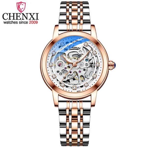 wristwatches chenxi women automatic mechanical watch stainless steel waterproof wrist ladies skeleton tourbillon clock, Slivery;brown
wristwatches chenxi women automatic mechanical watch stainless steel waterproof wrist ladies skeleton tourbillon clock, Slivery;brown