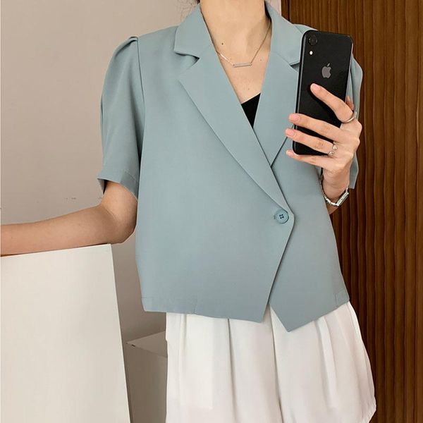 women's suits & blazers summer 2021 korean haze blue thin women notched collar short puff sleeve casual single button female white suit, White;black
women's suits & blazers summer 2021 korean haze blue thin women notched collar short puff sleeve casual single button female white suit, White;black