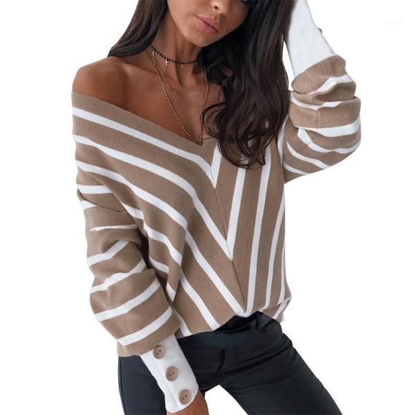 women off shoulder sweater fashion long sleeve striped loose knitted pullover fall winter female v neck base jumpers women's sweaters, White;black
women off shoulder sweater fashion long sleeve striped loose knitted pullover fall winter female v neck base jumpers women's sweaters, White;black