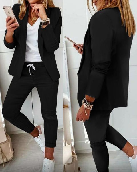 women's two piece pants 2021 women autumn lapel collar blazer coat & drawstring set long leggings suit elegant 2 jacket outfits, White
women's two piece pants 2021 women autumn lapel collar blazer coat & drawstring set long leggings suit elegant 2 jacket outfits, White