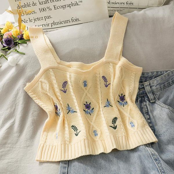 women's tanks & camis sweet knitting women tank embroidery floral open back midriff stretch short cute outfits slim female crop, White
women's tanks & camis sweet knitting women tank embroidery floral open back midriff stretch short cute outfits slim female crop, White