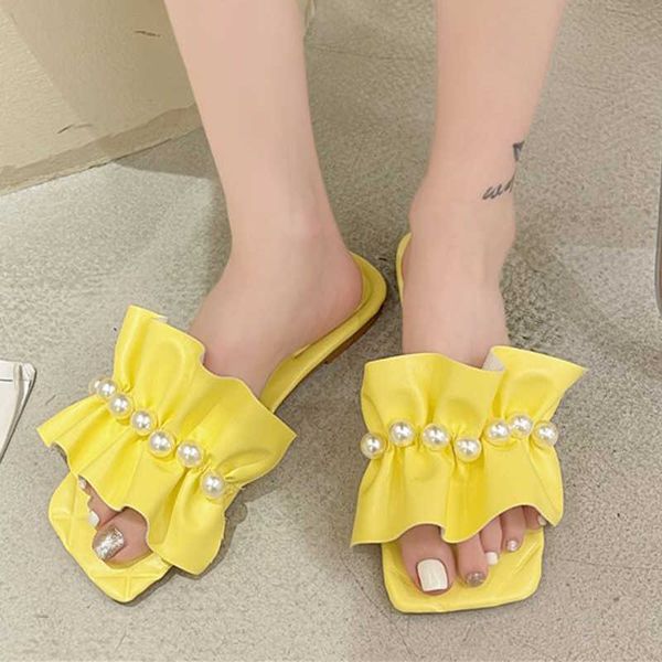 rimocy pleated pu leather flat slippers women summer pearl solid color square toe slides female outdoor low heels flip flop 210528, Black
rimocy pleated pu leather flat slippers women summer pearl solid color square toe slides female outdoor low heels flip flop 210528, Black