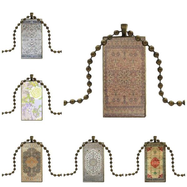 brand bronze color jewelry fashion statement necklace glass necklaces pendants for women men persian carpet floral pattern pendant, Silver 
brand bronze color jewelry fashion statement necklace glass necklaces pendants for women men persian carpet floral pattern pendant, Silver