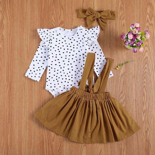 spring fall 0 24m infant baby girls 3pcs set polka dot ruffled long sleeve bodysuit suspender skirts headband outfits, White
spring fall 0 24m infant baby girls 3pcs set polka dot ruffled long sleeve bodysuit suspender skirts headband outfits, White