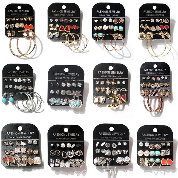 french retro style 9-piece pendant charm earrings geometric alloy pop starfish earring creative fashion love flower mixed individuality vari, Golden
french retro style 9-piece pendant charm earrings geometric alloy pop starfish earring creative fashion love flower mixed individuality vari, Golden