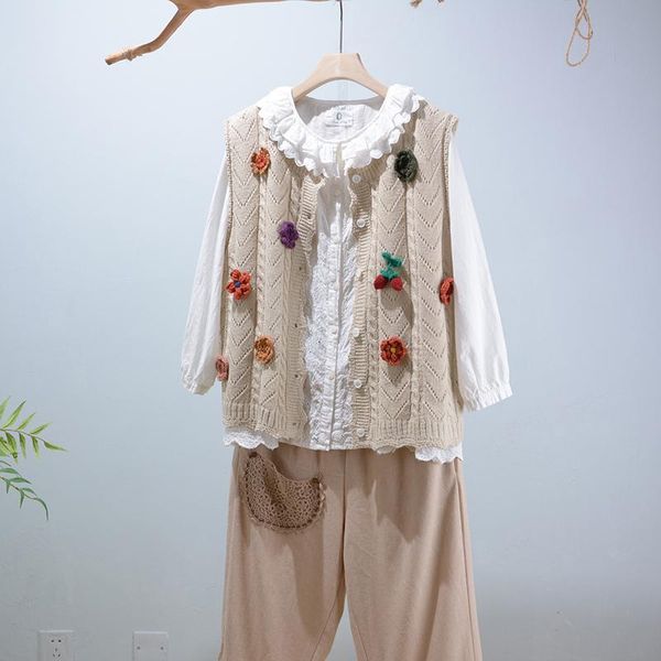 women's knits & tees spring knitted waistcoat sweet embroidery single breasted sleeveless vest female, White
women's knits & tees spring knitted waistcoat sweet embroidery single breasted sleeveless vest female, White