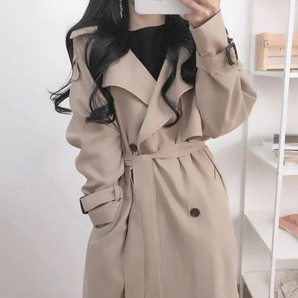 women's wool & blends overcoats outwear blend coats jacket long clothes winter 2021 thick woolen solid women trench coat vintage korean, Black
women's wool & blends overcoats outwear blend coats jacket long clothes winter 2021 thick woolen solid women trench coat vintage korean, Black