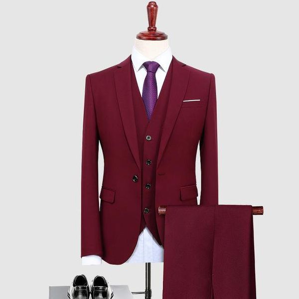 men's suits & blazers 3 piece burgundy lapel one botton wedding classic suit slim fit tuxedo prom for groom blazer+vest+pants 2021, White;black
men's suits & blazers 3 piece burgundy lapel one botton wedding classic suit slim fit tuxedo prom for groom blazer+vest+pants 2021, White;black