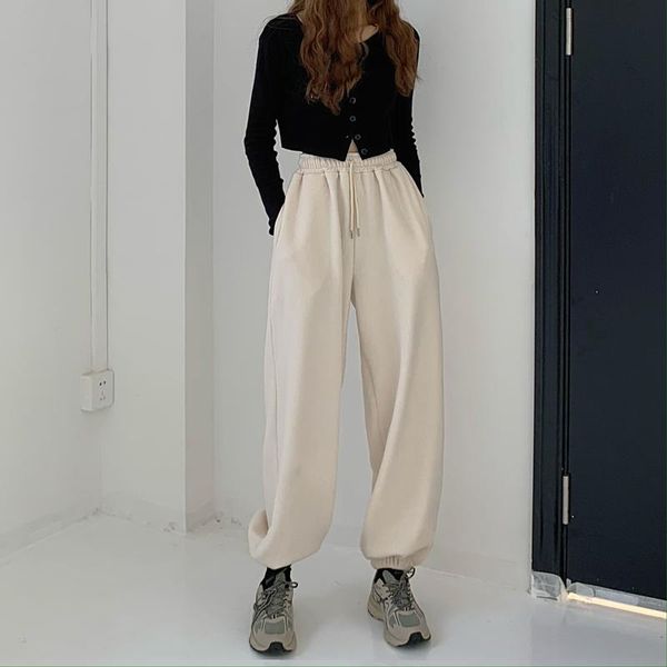 women's pants & capris high waist casual sweatpants women loose thick autumn winter solid color drawstring trousers sports long tracksu, Black;white
women's pants & capris high waist casual sweatpants women loose thick autumn winter solid color drawstring trousers sports long tracksu, Black;white