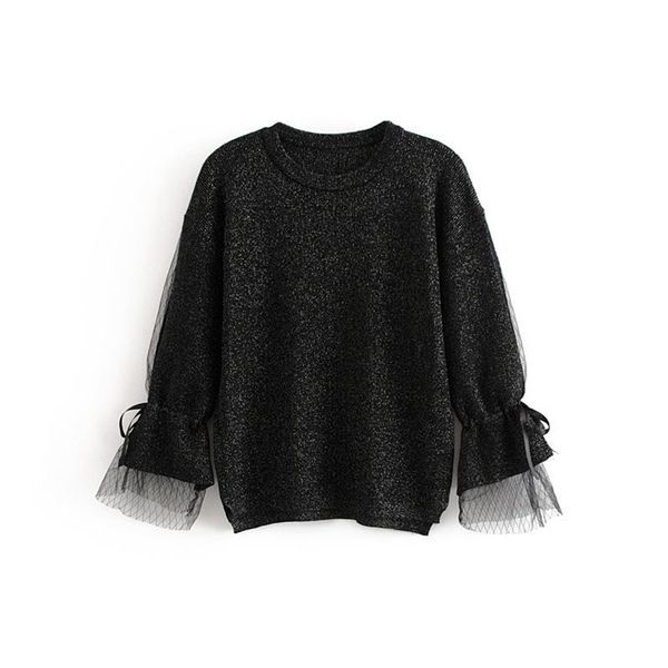 spring arrival chic korean style women sweater lace sleeve spliced bright silk o neck knitted pullover 210527, White
spring arrival chic korean style women sweater lace sleeve spliced bright silk o neck knitted pullover 210527, White