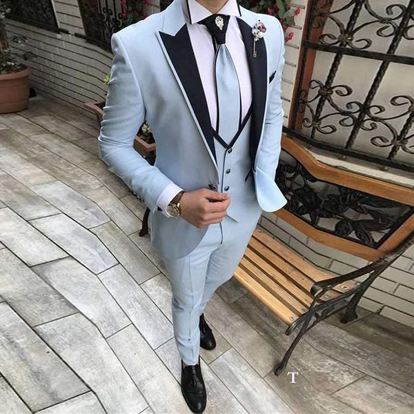 men's suits & blazers suit 3-pieces formal business regular slim fit solid blue man for wedding groomsmen (jacket+vest+pants), White;black
men's suits & blazers suit 3-pieces formal business regular slim fit solid blue man for wedding groomsmen (jacket+vest+pants), White;black