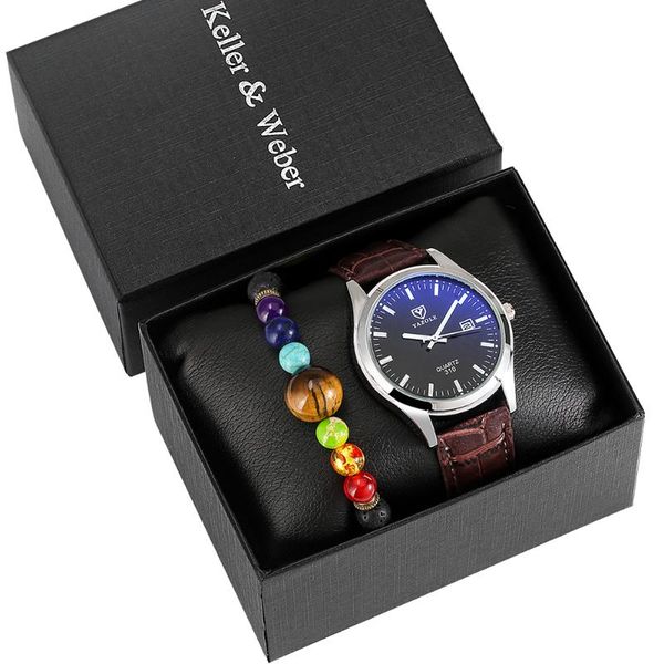 wristwatches men watches gift set mysterious dark blue dial quartz watch seven chakras bracelet luxury wrist date clock for husband dad, Slivery;brown
wristwatches men watches gift set mysterious dark blue dial quartz watch seven chakras bracelet luxury wrist date clock for husband dad, Slivery;brown