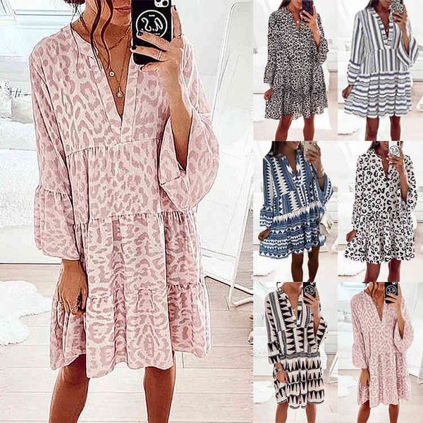 casual dresses the spring and summer style of europe the united states printing long sleeve loose v-neck splicing women dress 6joy, Black;gray
casual dresses the spring and summer style of europe the united states printing long sleeve loose v-neck splicing women dress 6joy, Black;gray