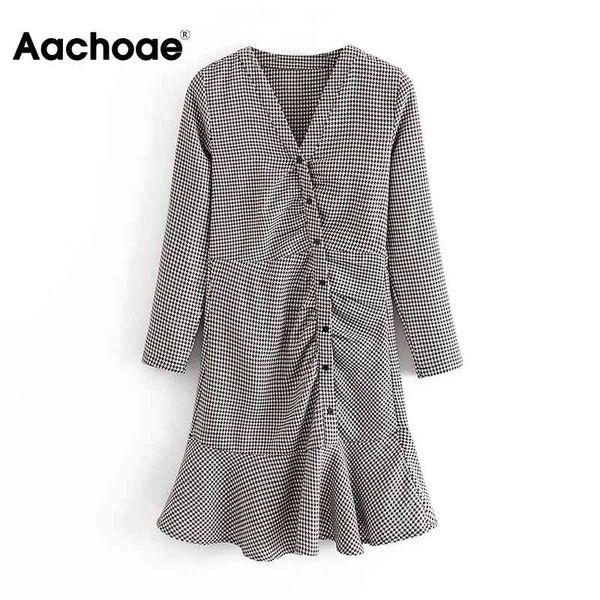 aachoae vintage women v neck houndstooth dress chic plaid ruffled mini dress a line office ladies casual dresses vestido 210413, Black;gray
aachoae vintage women v neck houndstooth dress chic plaid ruffled mini dress a line office ladies casual dresses vestido 210413, Black;gray