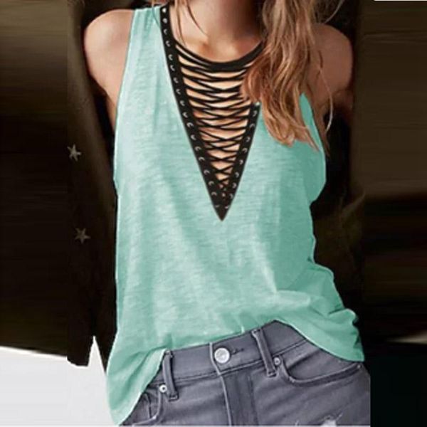 summer hollow out v-neck tees shirt women casual solid color sleeveless spring bandage loose plus size tee mujer women's t-shirt, White
summer hollow out v-neck tees shirt women casual solid color sleeveless spring bandage loose plus size tee mujer women's t-shirt, White