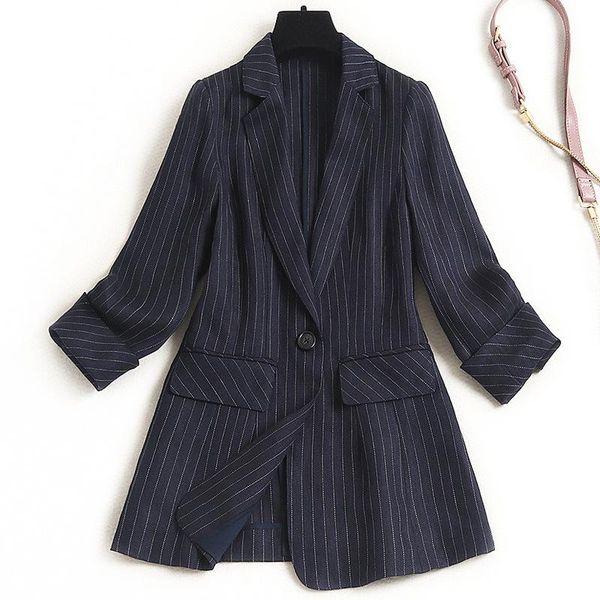 boutique 2021 spring high end emperament fashion women plus size linen lapel 3/4 sleeves stripe one breasted blazer jacket women's suit, White;black
boutique 2021 spring high end emperament fashion women plus size linen lapel 3/4 sleeves stripe one breasted blazer jacket women's suit, White;black