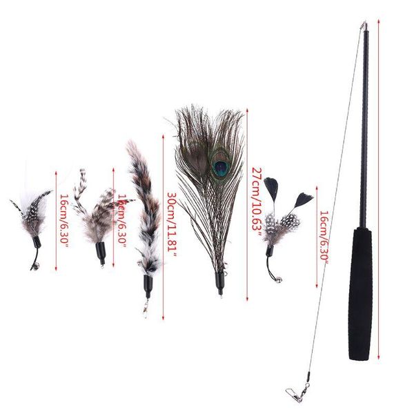cat toys kitten playing rod strectchable pet bell teaser wand with 5 feather heads a69e
cat toys kitten playing rod strectchable pet bell teaser wand with 5 feather heads a69e